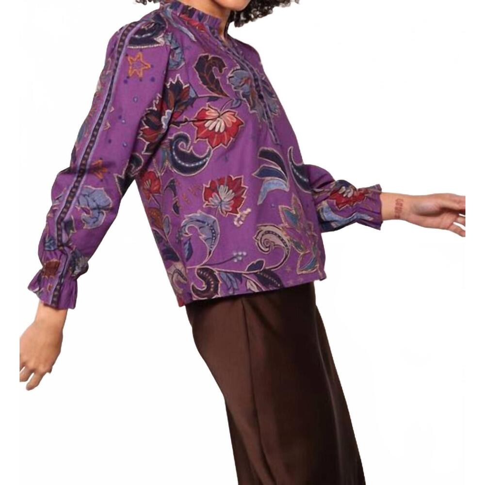 Maude Vivante Ashely Top in Purple Sparkle Paisley Blouse Size Small - Picture 3 of 6